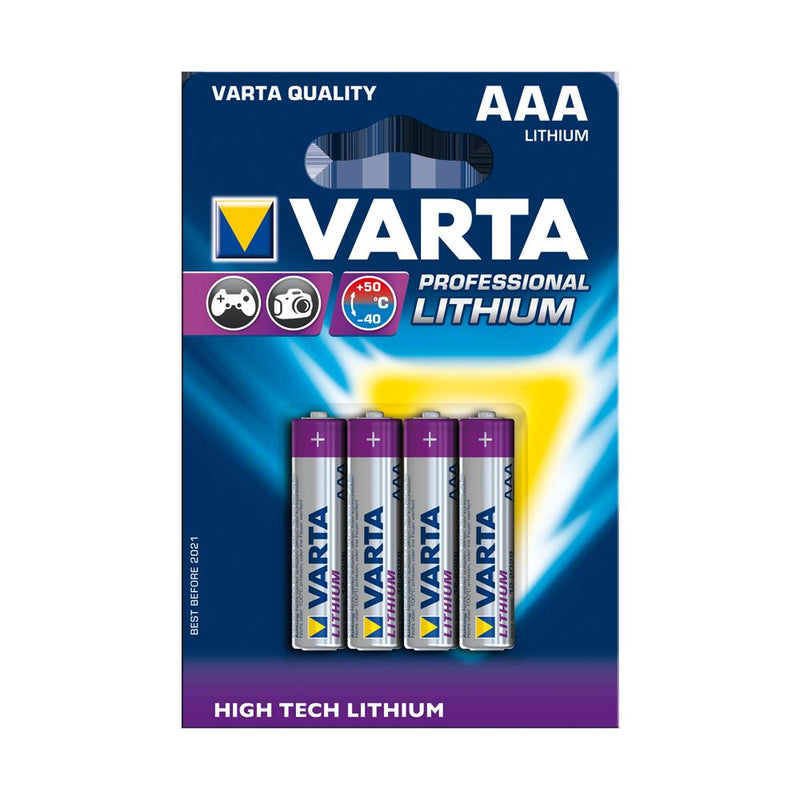 VARTA Professional Lithium Batteries AAA 4 Pack - NZ Battery Specialists New Zealand