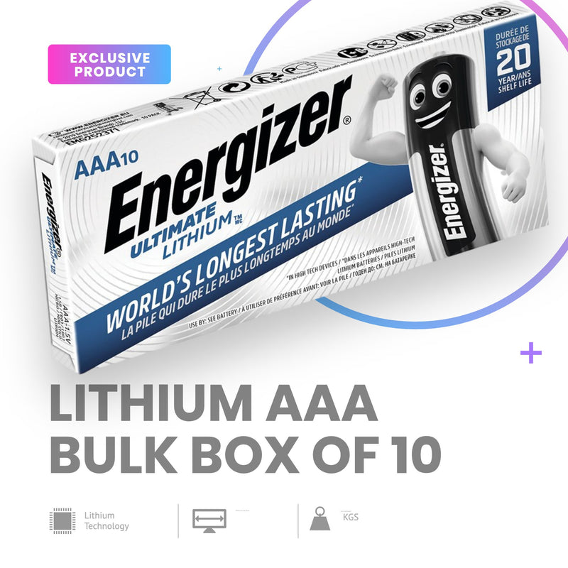 ENERGIZER 1.5V AAA LITHIUM BATTERY Bulk Box Of 10 Batteries - NZ Battery Specialists New Zealand